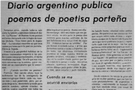 Diario argentino publica poemas de poetisa porteña. Diario argentino publica poemas de poetisa porteña.