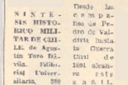 Síntesis histórico militar de Chile Síntesis histórico militar de Chile