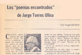 Los "poemas encontrados" de Jorge Torres Ulloa Los "poemas encontrados" de Jorge Torres Ulloa