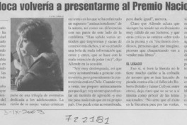 Ni loca volvería a presentarme al Premio Nacional!" Ni loca volvería a presentarme al Premio Nacional!"