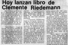 Hoy lanzan libro de Clemente Riedemann. Hoy lanzan libro de Clemente Riedemann.