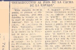 Introducción al país de la cacha de la espada" Introducción al país de la cacha de la espada"