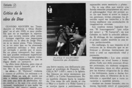 Crítica de la obra de Díaz. Crítica de la obra de Díaz.