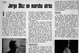 Jorge Díaz en marcha atrás