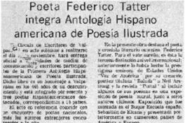 Poeta Federico Tatter integra Atología Hispano Americana de Poesía Ilustrada. Poeta Federico Tatter integra Atología Hispano Americana de Poesía Ilustrada.