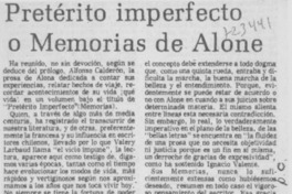Pretérito imperfecto o memorias de Alone Pretérito imperfecto o memorias de Alone