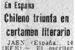 Chileno triunfa en certamen literario.