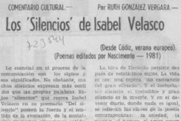 Los "silencios" de Isabel Velasco Los "silencios" de Isabel Velasco