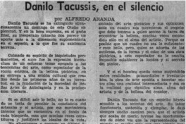Danilo Tacussis, en el silencio Danilo Tacussis, en el silencio