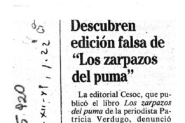 Descubren edición falsa de "Los zarpazos del puma".