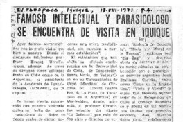 Famoso intelectual y parasicologo se encuentra de visita en Iquique. Famoso intelectual y parasicologo se encuentra de visita en Iquique.