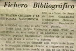 El teatro chileno y la editorial nascimento El teatro chileno y la editorial nascimento