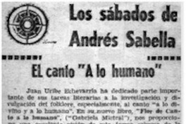 El canto"A lo humano"