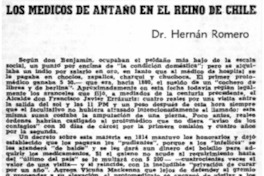 Los médicos de antaño en el reino de Chile Los médicos de antaño en el reino de Chile