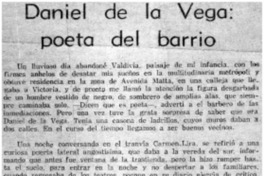 Daniel de la Vega: poeta del barrio Daniel de la Vega: poeta del barrio