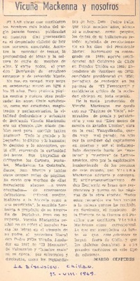 Vicuña Mackenna y nosotros