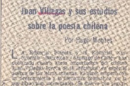 Juan Villegas y sus estudios sobre la poesía chilena Juan Villegas y sus estudios sobre la poesía chilena