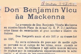 Don Benjamín Vicuña Mackenna Don Benjamín Vicuña Mackenna