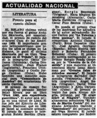 Premio para el cuento chileno.