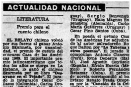 Premio para el cuento chileno.