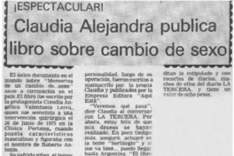 Claudia Alejandra publica libro sobre cambio de sexo. Claudia Alejandra publica libro sobre cambio de sexo.