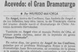 Acevedo: el gran dramaturgo Acevedo: el gran dramaturgo