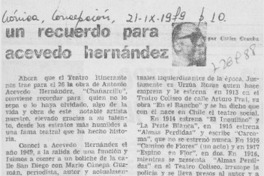 Un recuerdo para Acevedo Hernández Un recuerdo para Acevedo Hernández