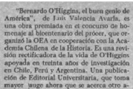 "Bernardo O'Higgins. El buen genio de América".