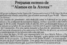 Preparan estreno de "Alamos en la azotea". Preparan estreno de "Alamos en la azotea".
