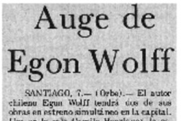 Auge de Egon Wolff.