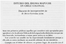 Estudio del idioma mapuche en Chile colonial Estudio del idioma mapuche en Chile colonial