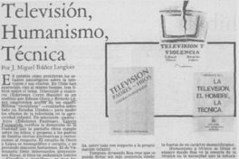 Televisión, humanismo, técnica