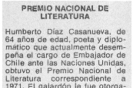 Premio Nacional de Literatura. Premio Nacional de Literatura.