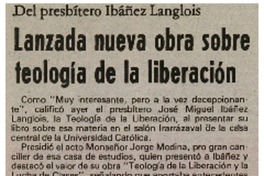 Lanzada nueva obra sobre teología de la liberación. Lanzada nueva obra sobre teología de la liberación.