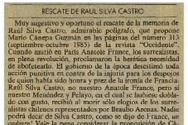 Rescate de Raúl Silva Castro Rescate de Raúl Silva Castro