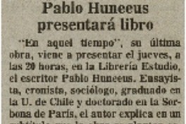 Pablo Huneeus presentará libro.