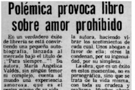 Polémica provoca libro sobre amor prohibido. Polémica provoca libro sobre amor prohibido.