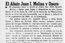 El Abate Juan I. Molina y Opazo. El Abate Juan I. Molina y Opazo.