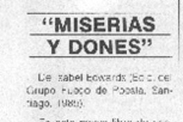 Miserias y dones". Miserias y dones".