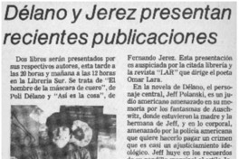 Délano y Jerez presentan recientes publiaciones.