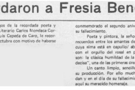 Recordaron a Fresia Benquis. Recordaron a Fresia Benquis.