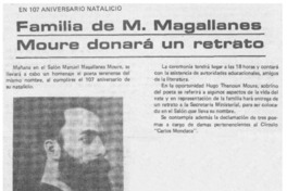 Familia de M. Magallanes Moure donará un retrato. Familia de M. Magallanes Moure donará un retrato.
