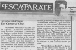 Antonio Skármeta, del cuento al cine Antonio Skármeta, del cuento al cine