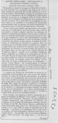 Manuel Torres Marín, "Aproximación al seudónimo literario chileno" Manuel Torres Marín, "Aproximación al seudónimo literario chileno"
