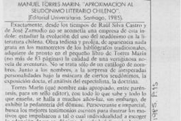 Manuel Torres Marín, "Aproximación al seudónimo literario chileno" Manuel Torres Marín, "Aproximación al seudónimo literario chileno"
