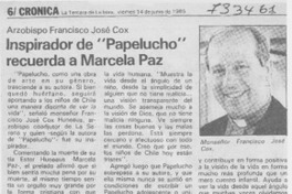 Inspirador de "Papelucho" recuerda a Marcela Paz. Inspirador de "Papelucho" recuerda a Marcela Paz.