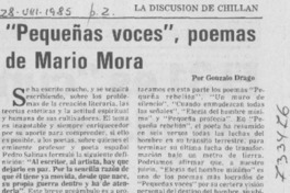 Pequeñas voces", poemas de Mario Mora Pequeñas voces", poemas de Mario Mora