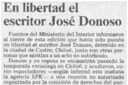 En libertad el escritor José Donoso. En libertad el escritor José Donoso.