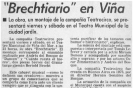 "Brechtiario" en Viña. "Brechtiario" en Viña.