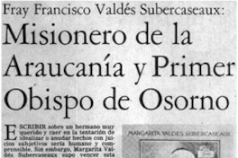 Misionero de la Araucanía y primer Obispo de Osorno